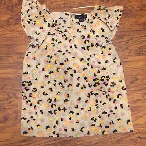 Multicolored ruffle sleeve blouse